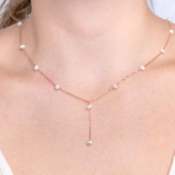 silver necklace pearls tie