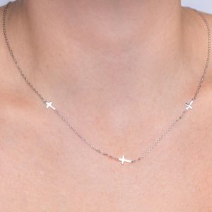 silver necklace with 3 small crosses