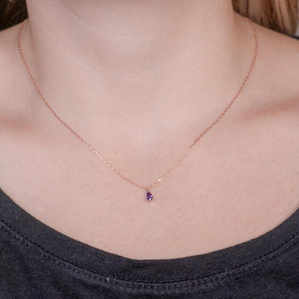 silver necklace solitaire amethyst