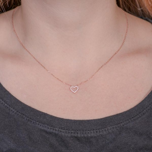 silver necklace heart zirconia