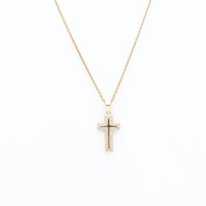 silver cross zirconia with chain