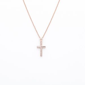 silver modern cross with chain