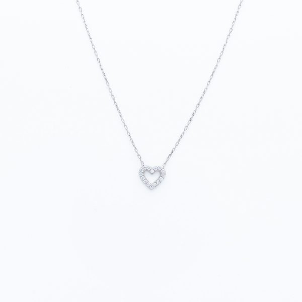 silver necklace heart zirconia