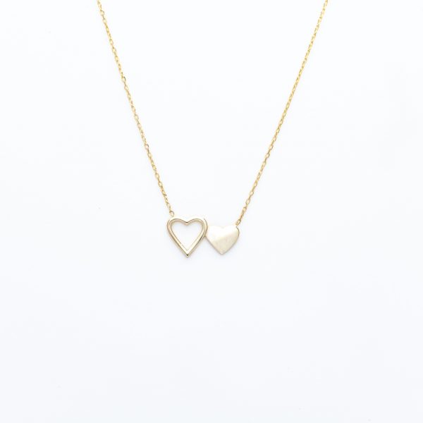 silver necklace double heart