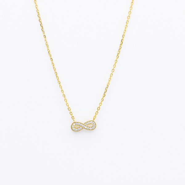 silver necklace infinity with zirconia