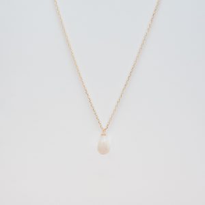 silver modern necklace oval pearl