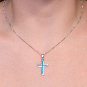 Ασημένιος σταυρός με οπάλ